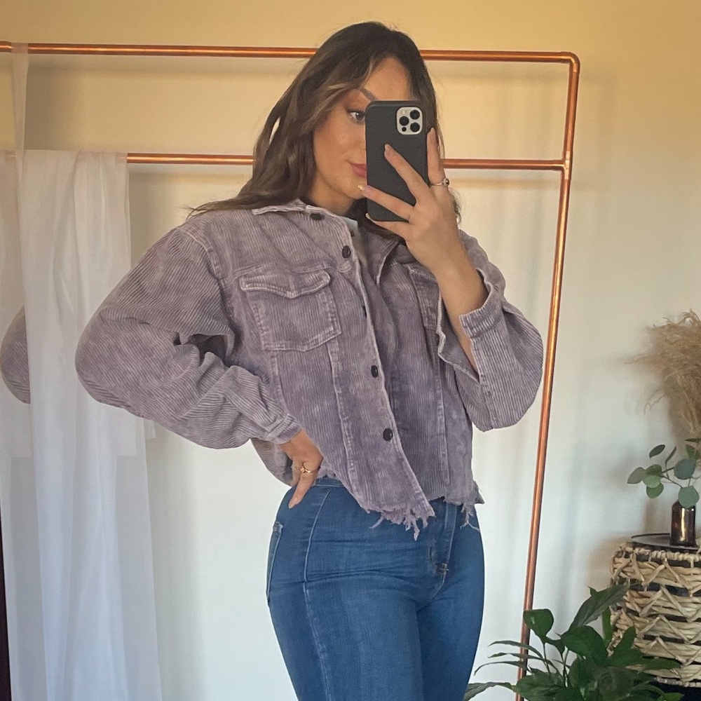 Lavender Distressed Corduroy Jacket